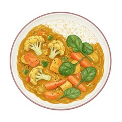 Overhead View of a Vegetarian Curry with Rice