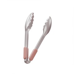 Silver Kitchen Tongs with Pink Silicone Handles