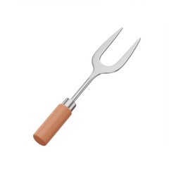 Two-Pronged Metal Fork with Brown Wooden Handle