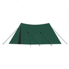 Dark Green Camping Tent Illustration on White
