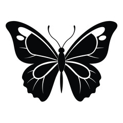 silhouette butterfly clipart on white background