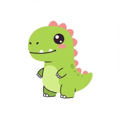 Cute Green Cartoon Dinosaur Illustration