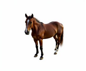 Brown Horse on White Background