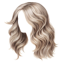Naklejka premium Watercolor Natural hair wig cut out element set isolated on transparent background