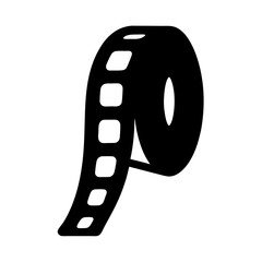 Stylized Illustration of a Film Reel in Black and White Simple Design