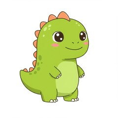Cute Green Cartoon Dinosaur Illustration