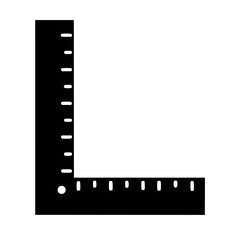 Black L Square Ruler With Increments Indicating Measuring Tool Silhouette