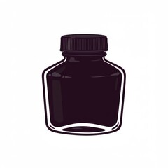 Dark Ink Bottle on White Background