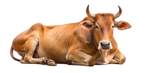 Relaxing brown cow lying down isolated on black background, cow, brown, bovine, cattle, livestock, animal, isolated, black background, lying down, resting, farm animal, mammal, agriculture, domestic