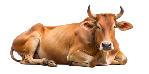 Relaxing brown cow lying down isolated on black background, cow, brown, bovine, cattle, livestock, animal, isolated, black background, lying down, resting, farm animal, mammal, agriculture, domestic
