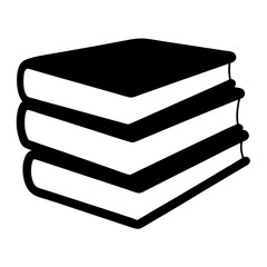 Black and White Stack of Three Books Simple Design Illustration