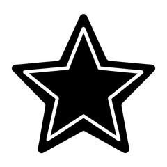 A stylized black star with a thick white outline on white background