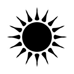 Black Sun Symbol Radiating Energy on White Background, Spiritual Significance