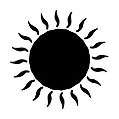 Stylized Black Sun Graphic with Radiating Rays, Simple Design Element