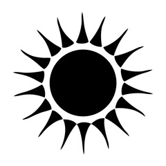 Monochrome Sun with Pointed Rays on a White Background Illustration