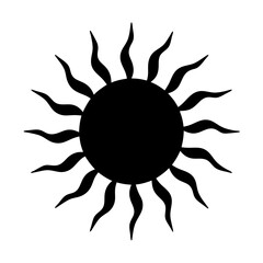 Black Sun Silhouette with Wavy Rays Symbolizing Darkness or Eclipsed Light