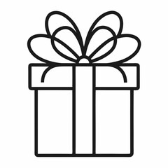 Gift box line art vector on white background.