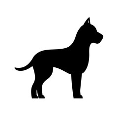 Stylized silhouette of a muscular dog standing in profile position