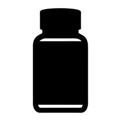 Black silhouette of a medicine bottle isolated on a white background
