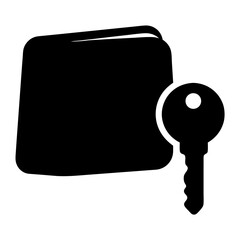 Secure Digital Vault Icon with Key, Protecting Data and Information Access