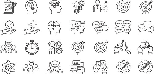 Soft skills concept editable stroke outline icon isolated on white background flat vector illustration.