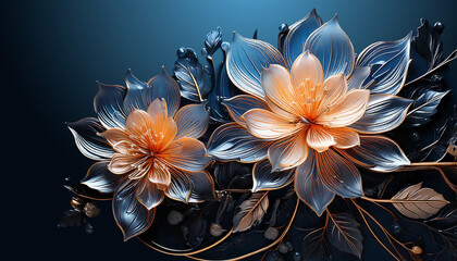 Abstract floral background with glass flowers