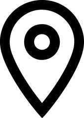 Black and white location pin icon, minimalist design concept. Vector illustration