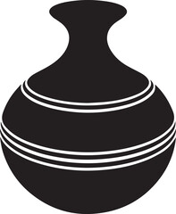Lota Pot in Silhouette Vector | Traditional Black Vector Art Illustration