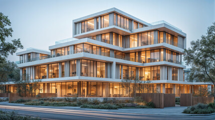 Modern-style residential building in a residential neighborhood