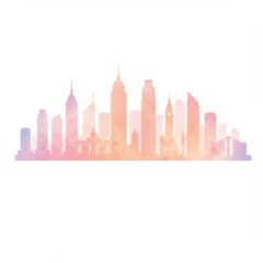 Fototapeta premium Pastel Watercolor City Skyline Illustration