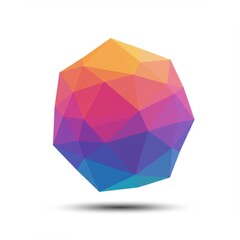 Abstract Multicolored Polygonal Shape on White Background