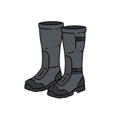 Pair of Grey Tall Rubber Boots Illustration