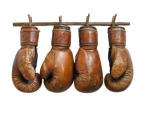 Boxing gloves displayed gym sports equipment view action isolated on transparent background