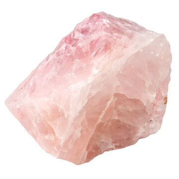 Watercolor Raw pink rose quartz crystal isolated on transparent background 