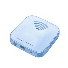 Compact Blue Watercolor Router Illustration