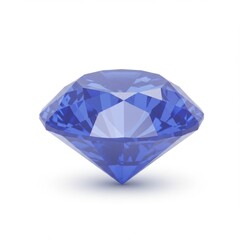 Brilliant Blue Sapphire Gemstone on White Background