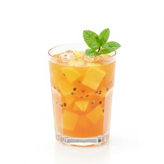 Fototapeta premium Refreshing Mango Passion Fruit Iced Tea with Mint