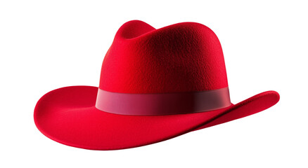 Red cowboy hat with a red ribbon isolated on a transparent background