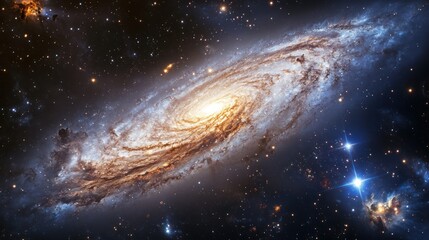 Obraz premium Spiral galaxy formation in the vast cosmos.