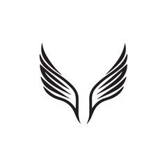 Obraz premium Wings A simple monochrome logo of a pair of wings, outlined with thin lines, elegant and minimalist , Minimal line art black and white icons