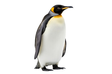 Fototapeta premium Majestic king penguin standing tall against a black background image, king penguin, penguin, bird, antarctic, animal, wildlife, nature, black background, isolated, full body, ornithology, avian
