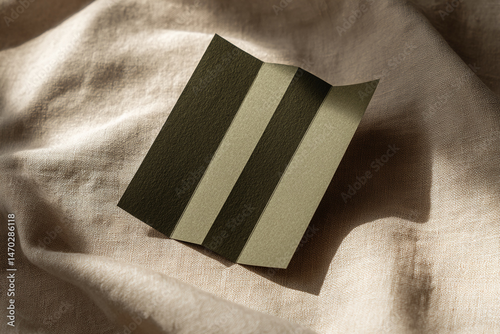 Poster striped textured paper mockup on beige fabric background, showcasing elegant minimalism and free spa