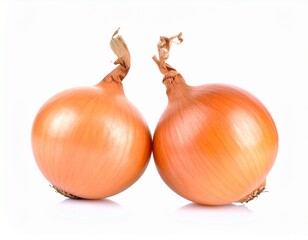 two onions on a white background
