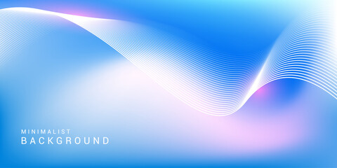 Abstract blue gradient background with shining lines waves. Minimalist background for banner, poster, cover, brochure, flyer, website