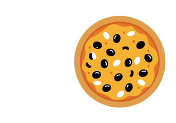 cheerful illustration celebrates National Olive Day! A golden pizza slice is adorned with black olives set against a white background with the text -National Olive Day- Bright playful 