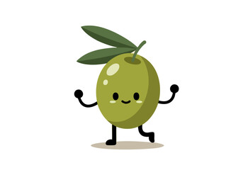 Cute olive illustration celebrates National Olive Day! A smiling, muscular olive with leaves, set against a neutral background. Perfect for food, healthy lifestyle, or promotional graphics.