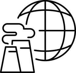 Factory by Earth or Globe Minimalistic Line Icon for Web and Graphic Design, Apps, Banners, Social Network and Cards