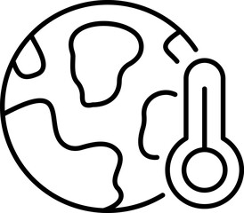 Thermometer by Earth or Globe Minimalistic Outline Icon for Web and Graphic Design, Apps, Banners, Social Network and Cards