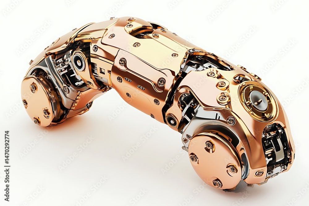 Poster gleaming robotic elbow joint with overlapping plates and precision stabilizers