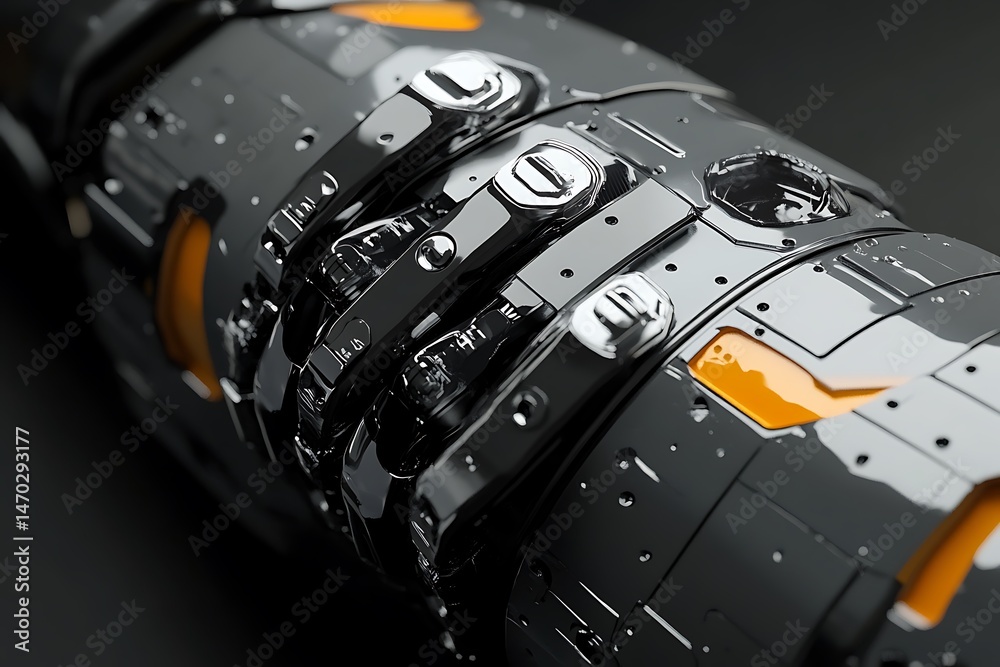 Poster gleaming robotic elbow joint with overlapping plates and precision stabilizers